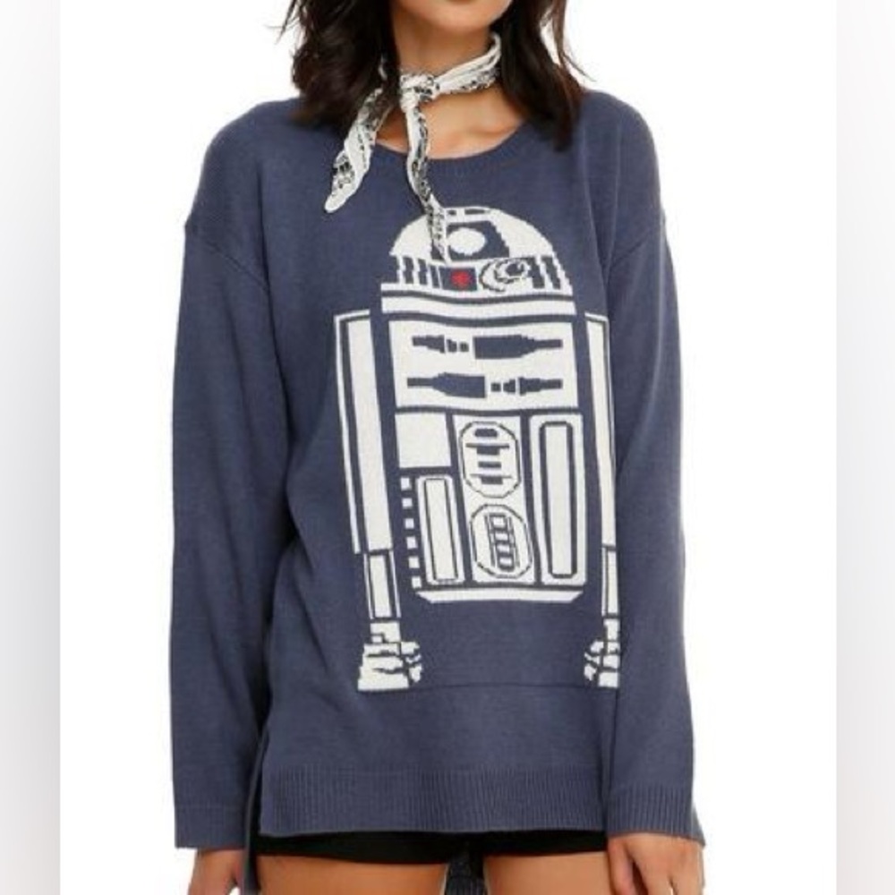 Star Wars Her Universe R2-D2 Droid Pullover Sweater Knit Blue Small S